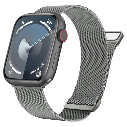 Image of Meliya Metal Straps Compatible for Apple Watch Strap 38mm 40mm 41mm 42mm 44mm 45mm 46mm 49mm Women Men, Adjustable Mesh Loop Magnetic Milanese Band for iWatch Series 10 9 8 7 6 5 4 3 2 1 SE