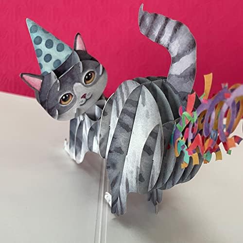 GoDoggy UK's Funny Happy Birthday Cat card for women and men - The Purrfect 3D Pop up humorous gift for cat lovers - Hand made greeting cards - We love cats too