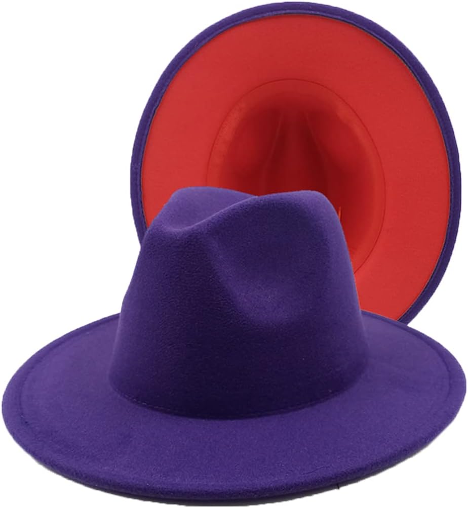 keusyoi Herfst en Winter Eenvoudige Wolvilt Grote Rand Fedora Hoed Mannen en Vrouwen Wollen Ketting Hoed Klassieke Jazz Hoed, Kaki, 6 7/8-7 1/8