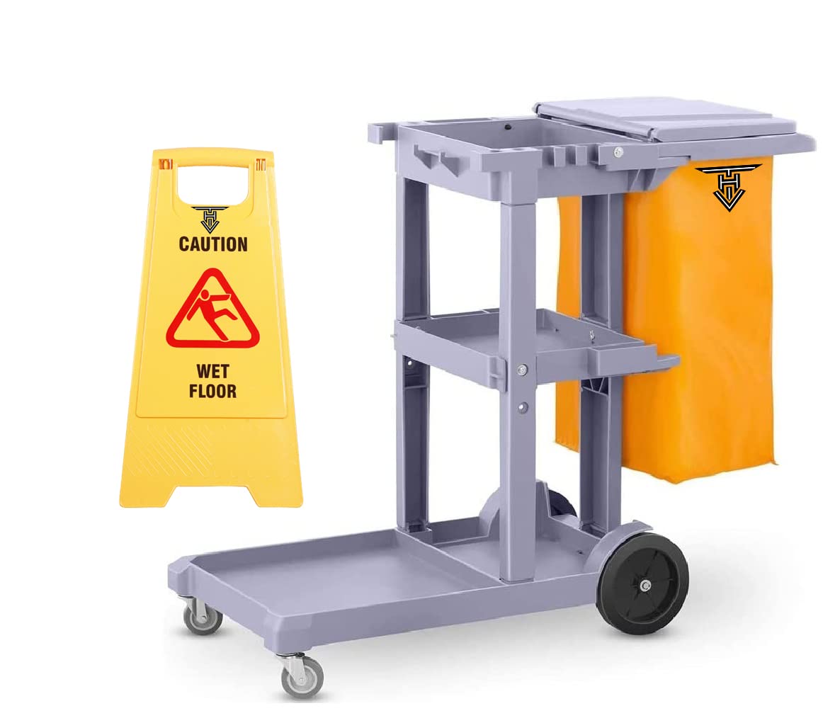TARGET HYGIENE Janitor Cart Trolley with Free 1 Pc Caution Wet Floor Sign Board (Full Set) (B08C74ZJ4X) Amazon Price History, Amazon Price Tracker