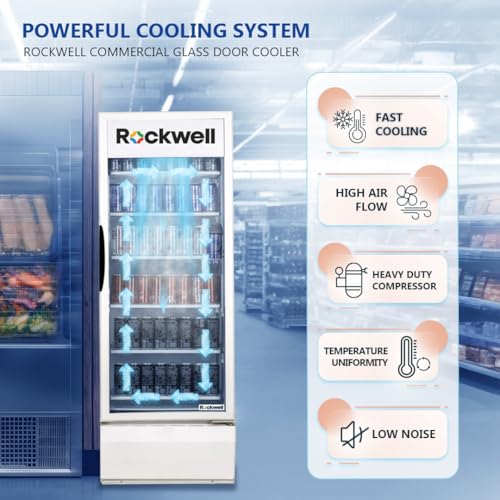 Image of Rockwell RVC700 Visi Cooler, Large Capacity Single Door, Bright LED Interior, Fast Even Cooling for Heavy-Use Stores, Power-Saving System, 4-Year Warranty