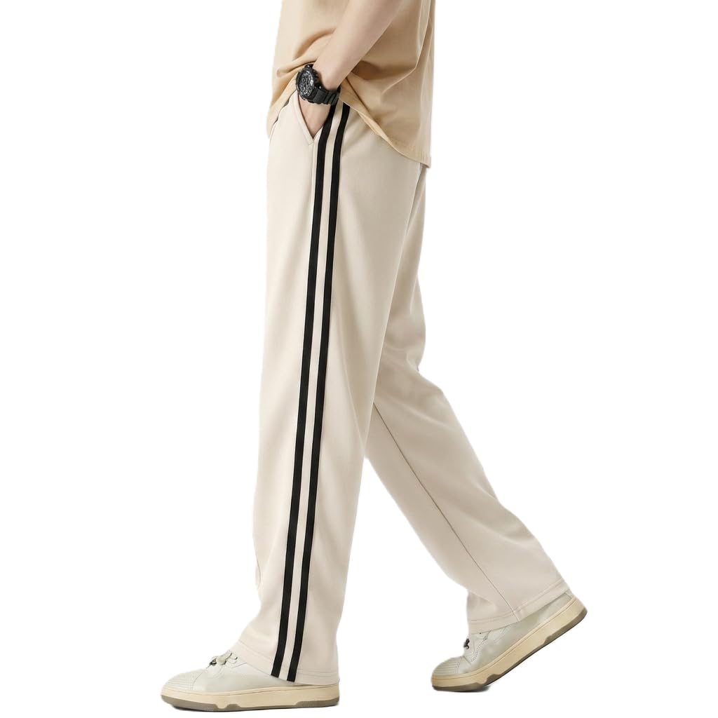 qumlee Men's Lycra Loose Fit Track Pants | 4-Way Stretchable Side Stripe Joggers | Comfort Casual Relaxed Lower for Gym, Sports & Streetwear |-picture-35
