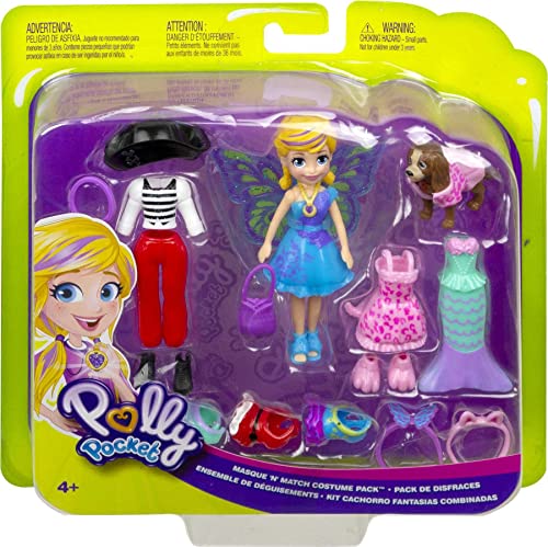 Muñeca Polly Pocket con 4 disfraces y mascota de 3 pulgadas miniatura 7