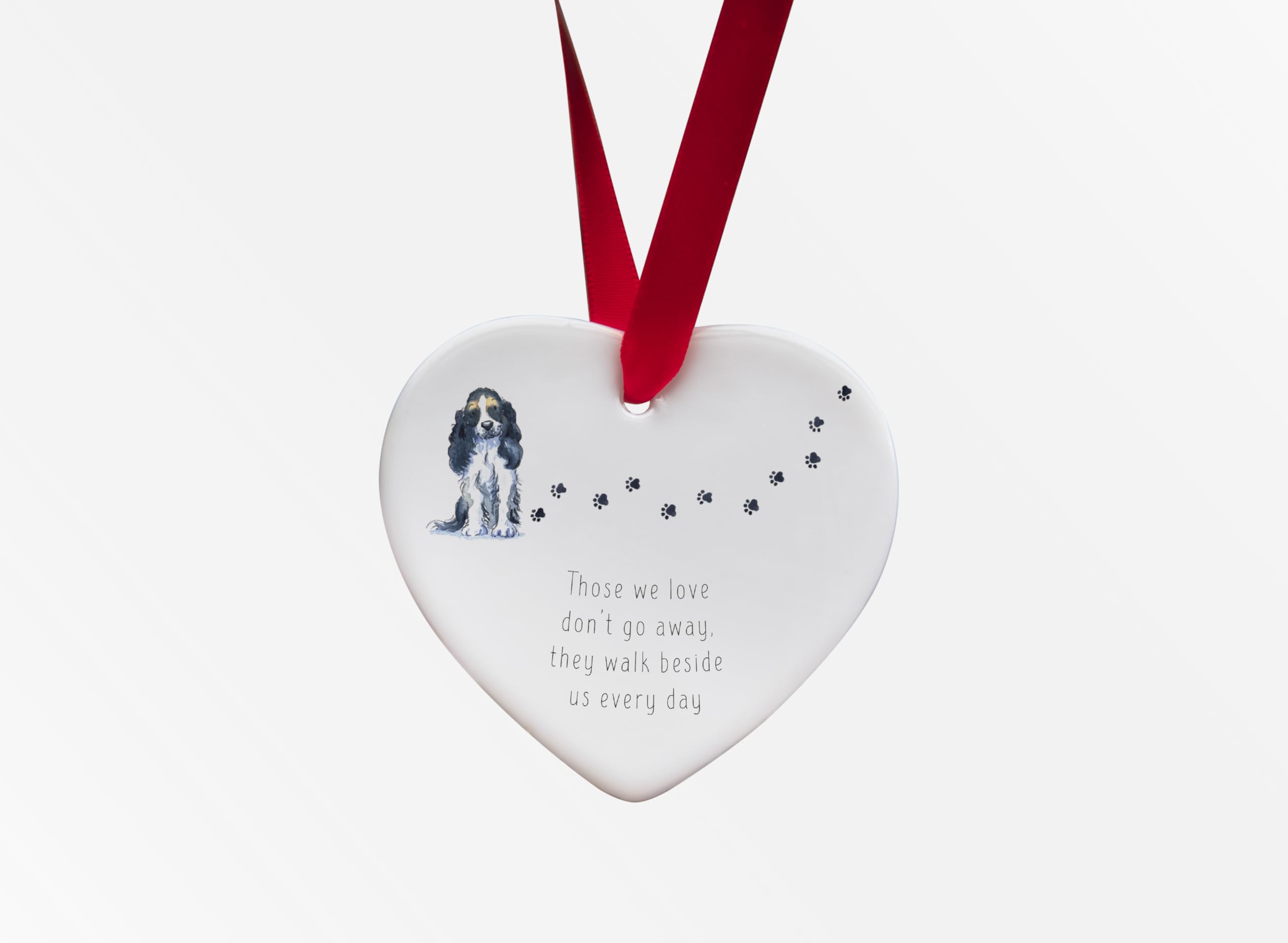 Image Industry Cocker Spaniel Walk Beside Us Ceramic Heart - Dog Memorial - Memorial Gift - Hanging Decoration (Liver)