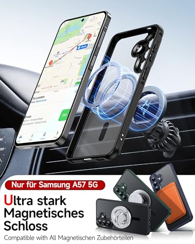 LeYi für Samsung Galaxy A57 5G Hülle für Magsafe mit 2X Panzerglas-Schwarz – Ansicht 4