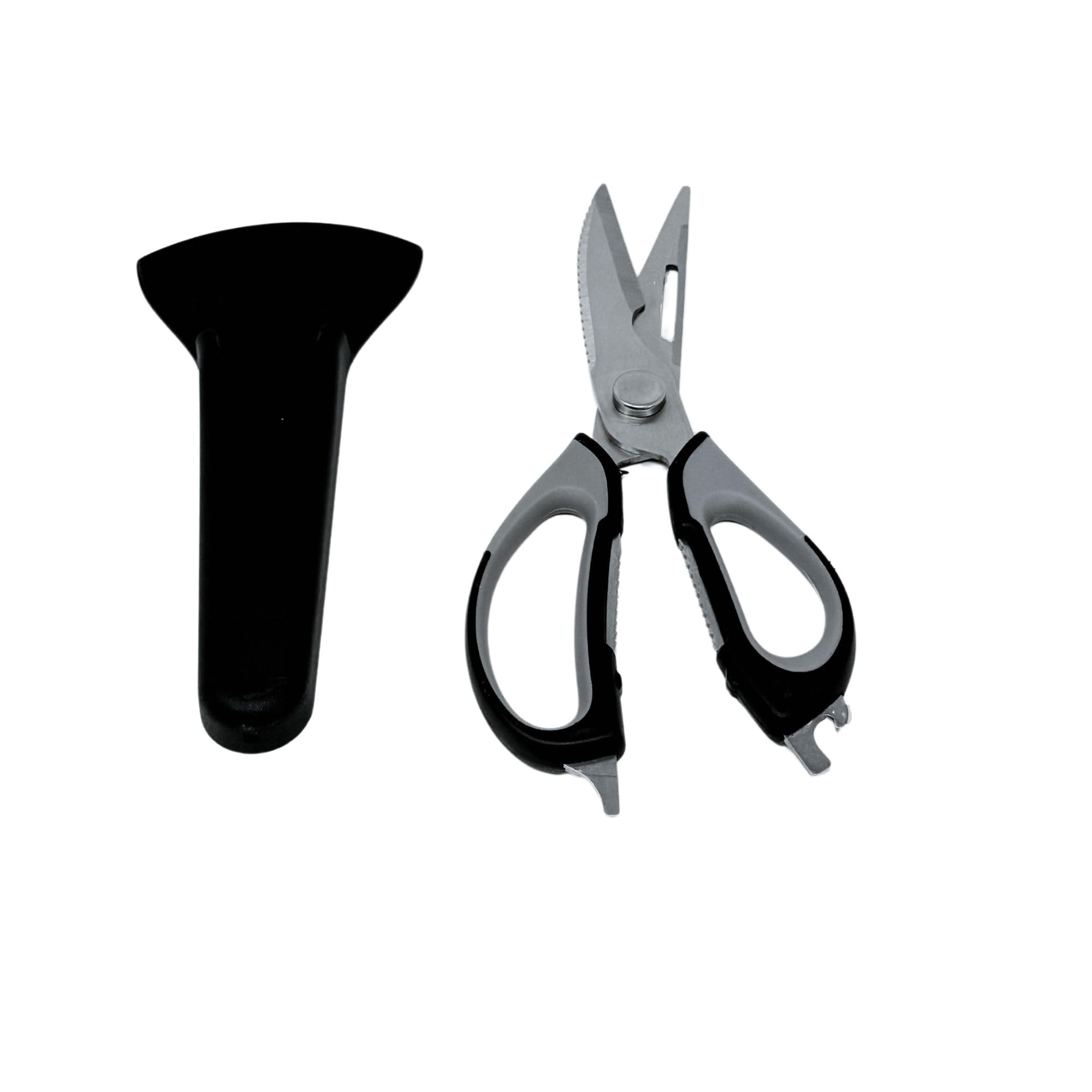 Plastific Random Heavy Duty Sharp Multipurpose Kitchen Scissors, Stainless Steel, Kitchen Shears For Chicken, Fish, Meat, Vegetables, Bones, Flowers, Nuts, Herbs, Bbq (Black)