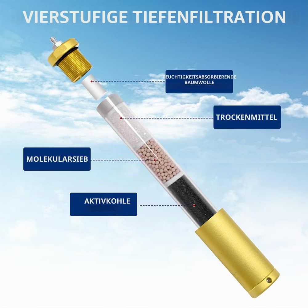 TUXING 4500Psi/300Bar PCP Öl-Wasser-Abscheider, Hochdruck-Luftfilter, Pcp Luftkompressor Öl-Wasser-Filter mit 8mm Quick Connector für Pcp Air Gun Scuba Tanks