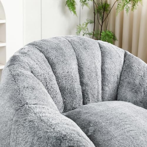 Image of Bean Bag Chair with Arms for Adults - Furry Lazy Sofa, Armrests Stuffed High-Density Foam Filler Chair, Small Cozy Reading in Bedroom Living Room and Dorms (Dark Gray)