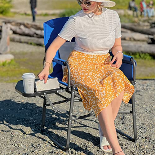 G4Free 2Pcs Camping Chairs, Heavy Duty Directors Chairs Foldable With Side Table Supports 300Lbs, Lawn Chairs Folding Camp Chair For Outside With Handle For Fishing Beach Sports Adults Trip Blue #TOP6