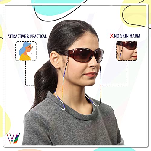 Image of Unisex Specs Holder Hook & Loop Anit Slip Eyewear Lanyard Beads Strap Chain