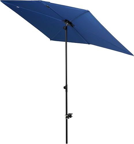 Grand patio Balcony Umbrella, 6x4 FT Rectangular Outdoor Umbrella, Patio Umbrella with 360 Degree Roating Knob, Patio Shade with Clamp for Balcony, Apartment, Navy Blue