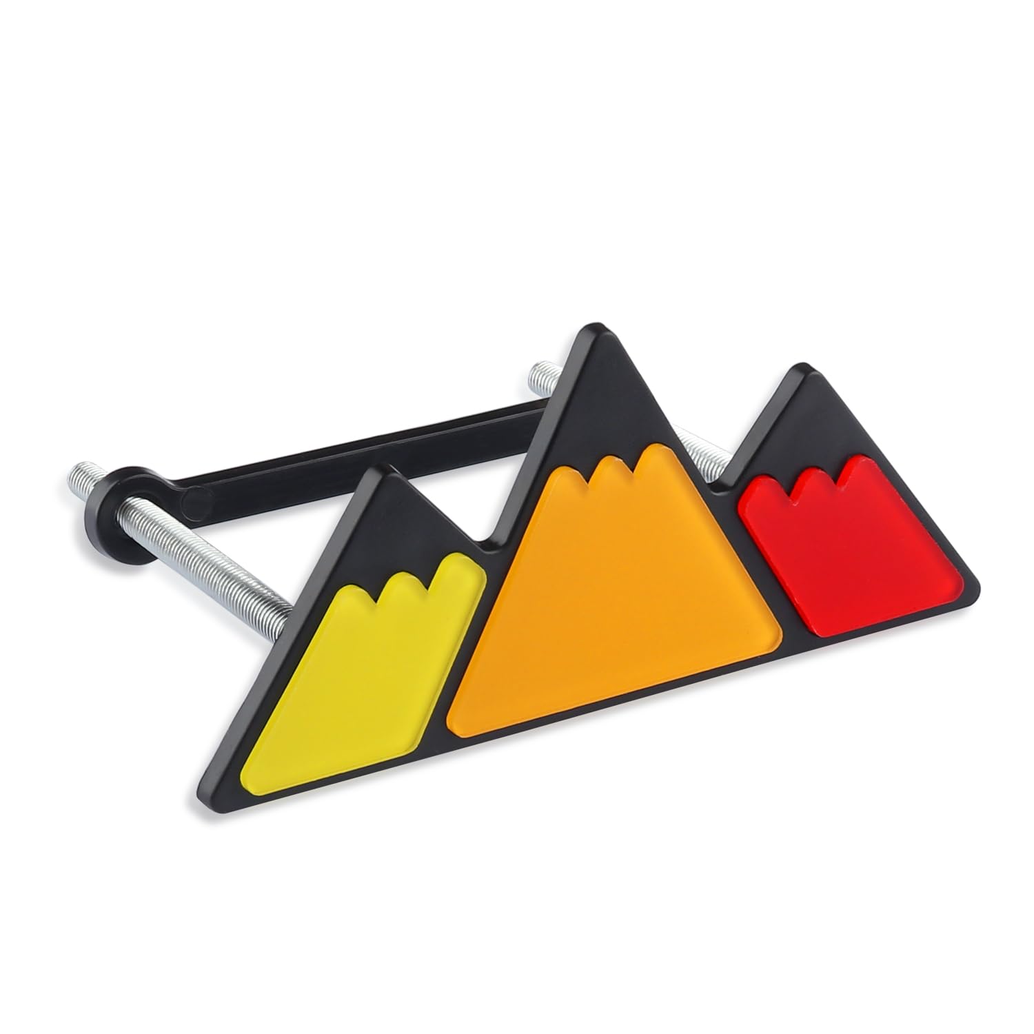 Tri-Color Car Emblem for Mesh Gille,Waterproof Car Emblems and Badges with Triangle Mountain Design,Cool Car Badges Front Grill Emblem,Cute Auto Accessories for Women & Men (Orange)