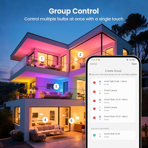 TREATLIFE Smart Light Bulbs 4 Pack, UL Certified 2.4GHz Color Changing Light Bulb, Works with Alexa Google Home, A19 E26 Dimmable LED Light Bulb 9W 800 Lumen for Party Decoration, Smart Home Lighting