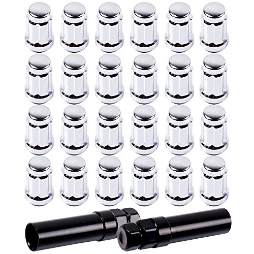 Eccpp Replacement For Wheel Lug Nuts 24 Pieces + 2 Keys M12X1.5 Silver Chrome Spline Bulge Acorn Drive Close End Lug Nuts For Toyota 1997-2016 #TOP1
