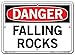 Vestil SI-D-21-A-AL-080 FALLING ROCKS Danger Sign, Aluminum, 0.080" Overall Size, 10.5" W x 7.5" H