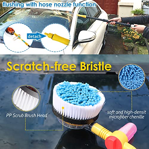 Practisol YQDN-BRUSH Car Wash Brush With Hose Attachment, 360 Spin Car Wash Brush With Soap Dispenser, Soft Bristle Car Cleaning Brush Mop Scrub Brush thumb #5