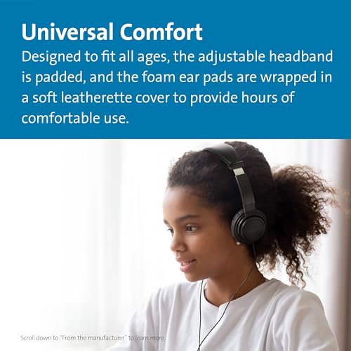 Image of Kensington Classic EQ USB-C Headphone, 6 ft (1.8m) Nylon Braided Cord, for School, Kids, Adults, Padded Adjustable Headband, Black (K97456WWB)