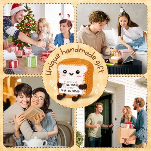 CheriGift 18th Birthday Gifts for Girls Boys, Handmade Emotional Support Crochet Toast with Pun Card, Adorable Home Decor Gifts for 18 Years Old Friend Sister Brother Daughter Son Tennage Boy Girls - Image 6