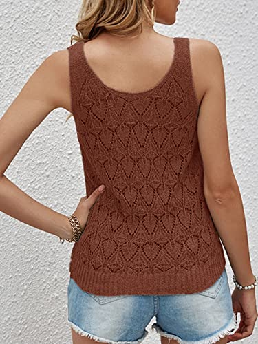 Image of Womens Sleeveless Tank Tops Summer Knit Sweater Vest Casual Cami Shirts Tops