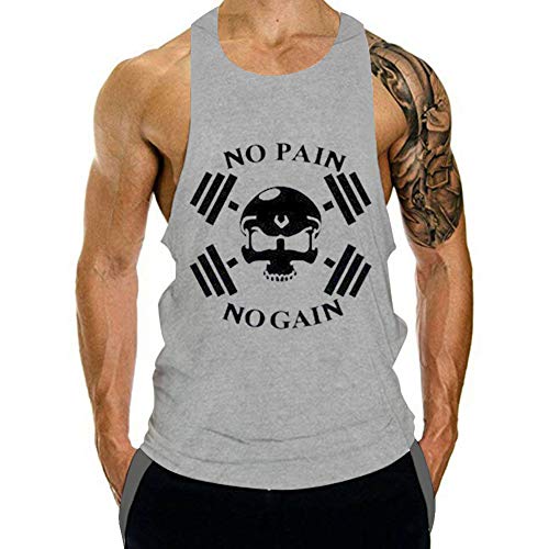GZXISI Mens Stringer Bodybuilding Gym Tank Tops Sleeveless Shirt Workout Fitness Vest (Gray, Large)