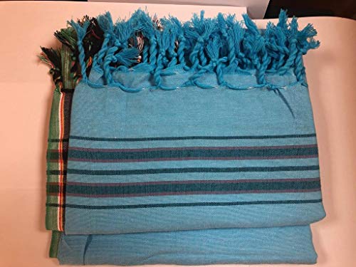 Light Blue with Teal Stripe Kenyan Kikoy 100% Hand Combed Cotton4