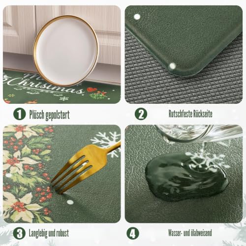 Carvapet Weihnachten Anti-Rutsch-Küchenmatte Anti-Ermüdung Stehend Matten Gepolstert Komfort Küche Boden Matten PVC Wasserdicht Läufer… – Ansicht 6