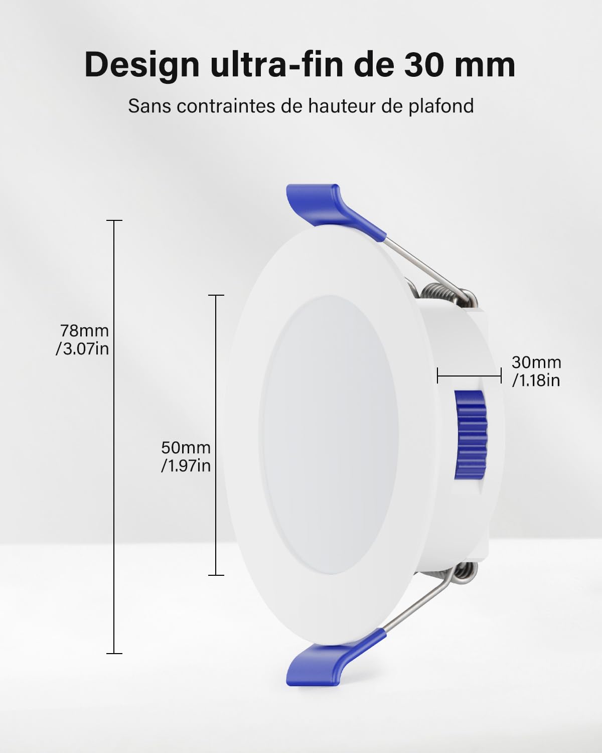 10 Spots LED Encastrables Dimmables IP65 Salle De Bain | 6W 2700K-4000K-6000K Réglable - Blanc, ø68mm