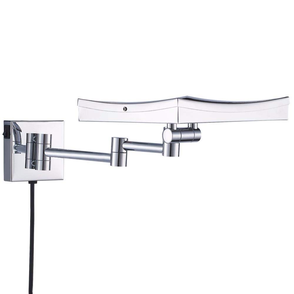 GuyAna Specchi per Trucco Montati a Parete, Specchio cosmetico Pieghevole da Barba ingranditore Illuminato a LED da 8,5 Pollici con luci, con Interruttore Spina Elettrica, Decorazione Cro
