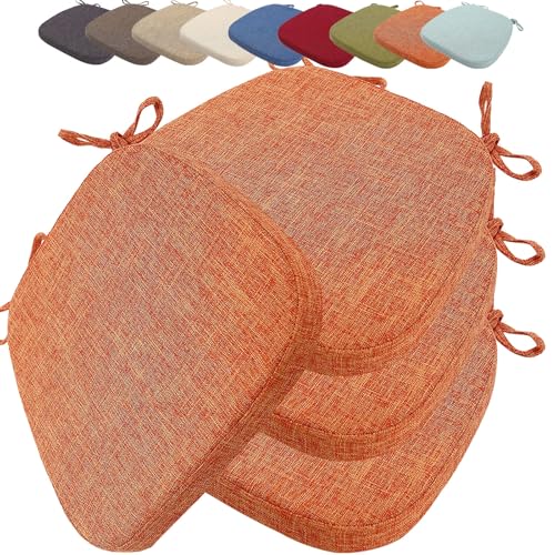 uyeoco Lot de 4 Galettes de Chaise avec Sangles Amovible, Lavable, Double antidérapant Haute élasticité - Coussin de Chaise for Cuisine, Salle Manger,...