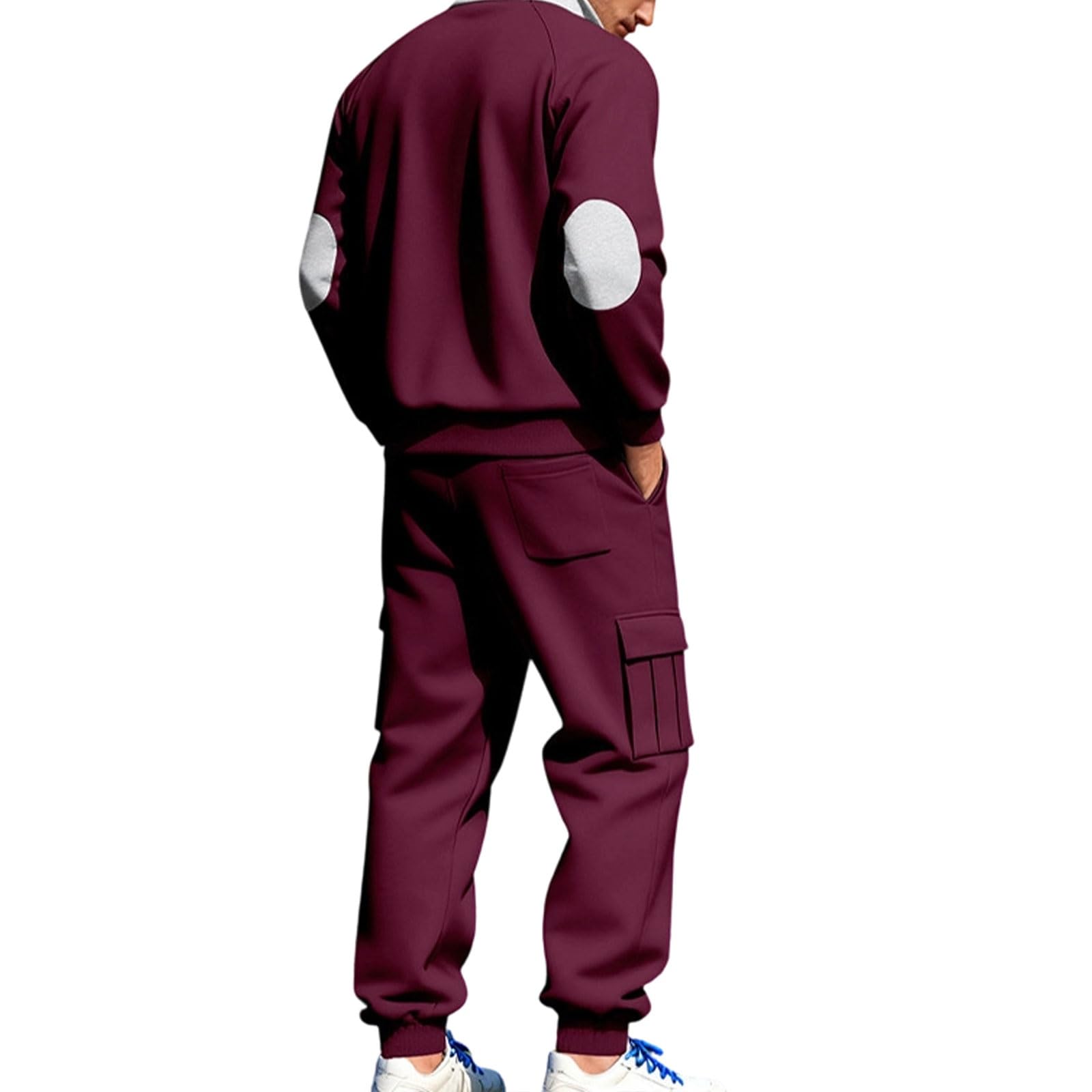 Greabuy Conjunto deportivo de 2 piezas para hombre: sudadera con cremallera de un cuarto y overol transpirable y pantalones deportivos cónicos para entrenamiento