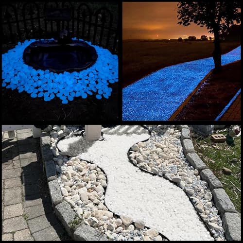 NAMTSO Glow in The Dark Rocks Outdoor, 500 pcs White Solar Rocks for Landscaping, Outdoor Decor Glow in The Dark Stones, Glowing Pebbles for Garden Backyard Patio Lawn Pond Fish Tank Aquarium Decor