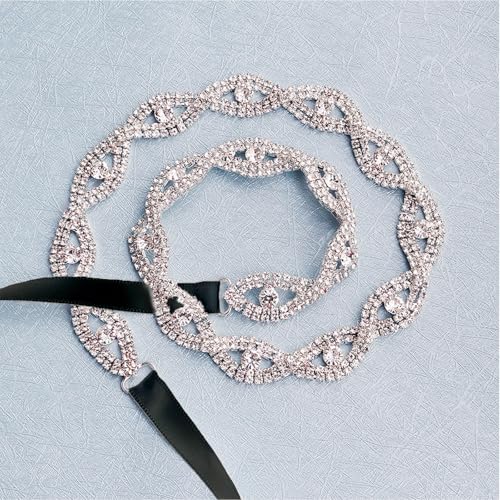 Rhinestone Wedding Waist Belt, Handcrafted Bling Crystal Bridal Belts Glitter Ribbon Belt for Women4