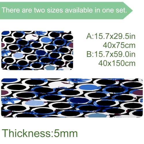 Lot de 2 tapis de cuisine antidérapants absorbants et lavables bleus - 4