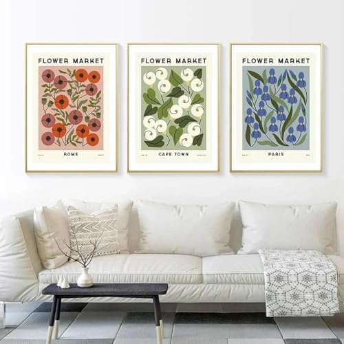 Marché aux fleurs affiche vintage pour salon chaleureux en toile