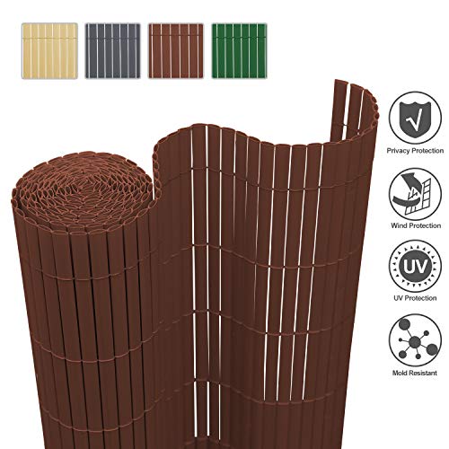 wolketon Protective Screen PVC Garden Screen Fence Balcony Privacy Screen Wind Protection UV-Resistant Weather-Resistant ideal for Garden Balcony Terrace Backyard Veranda (Brown 180x400cm)