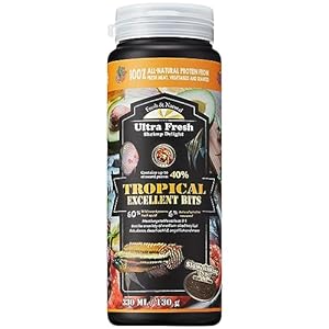 Ultra Fresh Tropical Fish Food, Wild Sword Prawn, Natural Color Enhancement, Slow Sinking Pellet for Discus, Angelfish, Medium Sized Cichlids and Fish, Tropical Excellent Bits 4.6 oz