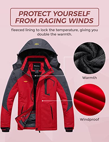 Wantdo Men's Waterproof Mountain Jacket Fleece Windproof Ski Jacket Us M Red M #TOP3