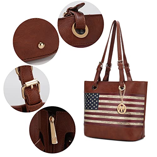 Image of MKF Collection USA Tote Shoulder Bag for Women Vegan Leather Patriotic Handbag, Lady American Flag Satchel Purse by Mia K