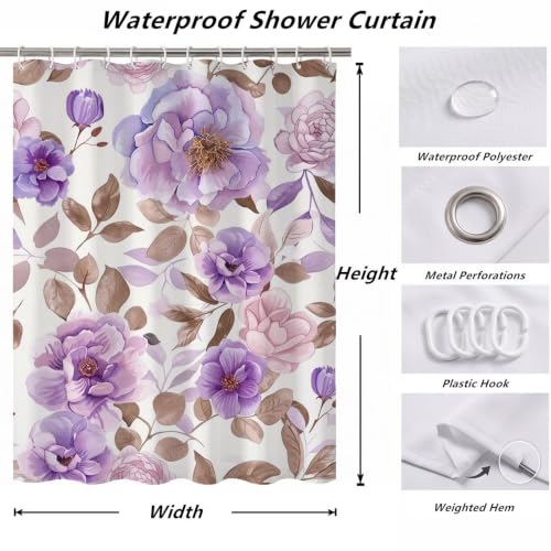 Rideau de douche imperméable et lavable en machine 130x170cm polyester