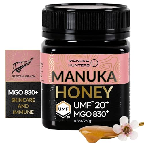 Image of Manuka Hunters UMF 20+ /MGO 830+ Certified New Zealand Manuka Honey - 8.8oz /250g Jar