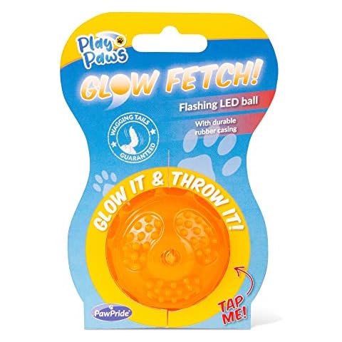 PawPride LED Light Up Ball for Dogs - Tennis Fetch ball, glow in the dark, lights up when you chuck it, Strong Rubber Dog ball, Small, Aerodynamic and Indestructible ball, a must have for a dogs toys! Cover