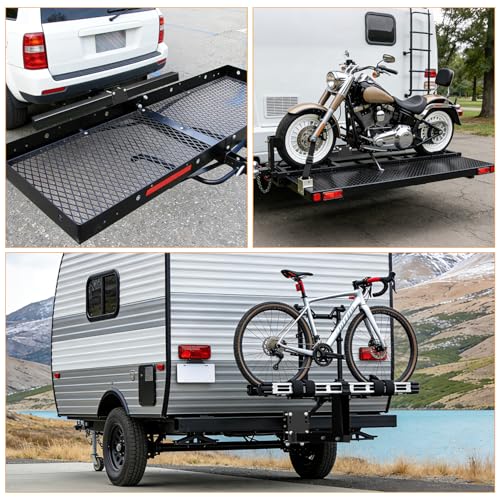 Image of Nilight Adjustable RV Bumper Hitch Receiver, Height & Width Adjustable Trailer Hitch Adapter, 2 inch Receiver for RV Bumper, Heavy Duty Steel RV Hitch for Cargo Carrier, Bike Rack & Trailer Towing