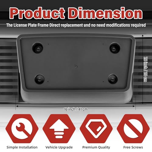 Image of License Plate Bracket for Chevy Silverado 1500 2007-2013(Not Fit 2007 1500 Classic Model), for Silverado 2500 3500 2007-2014 Front Bumper License Plate Holder Replacement Frame Black Mount