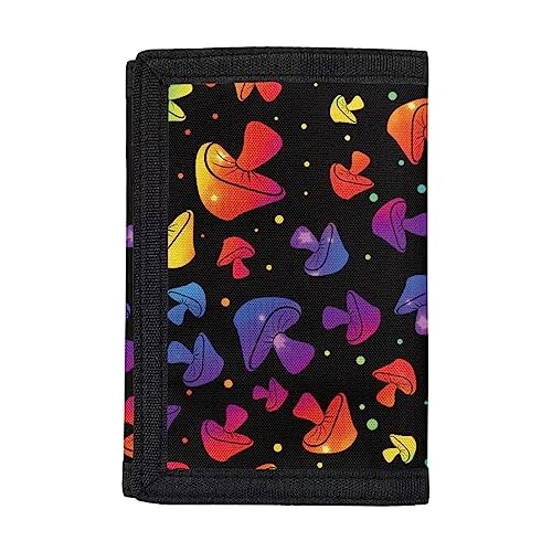 GIFTPUZZ Kids Coin Pouch Wallets for Girls Teen Children Trifold Wallet Toddler Wallet with Coin Pocket and Card Holders Holiday Birthday Gifts (Rainbow Mushroom)