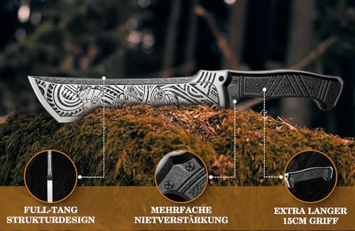 SMITH CHU Großes Outdoor Messer, Full Tang Survival Messer mit Scheide – Ansicht 4