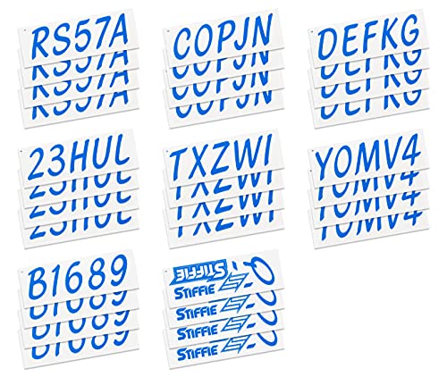 Image of STIFFIE Whipline Solid Blue /White 3 inch Alpha-Numeric Registration Identification Numbers Stickers Decals for Boats & Personal Watercraft