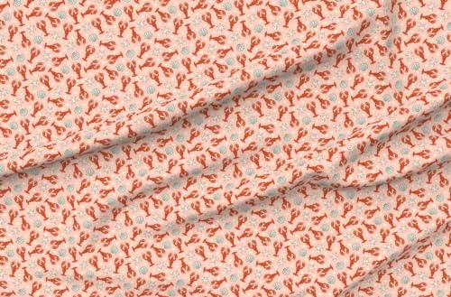 Spoonflower Fabric - Cute Lobster Cape Cod Preppy Summer Nantucket Beach Whimsical Bows Red Printed on Modern Jersey Fabric Fat Quarter - Sewing Lining Apparel Fashion Blankets Decor