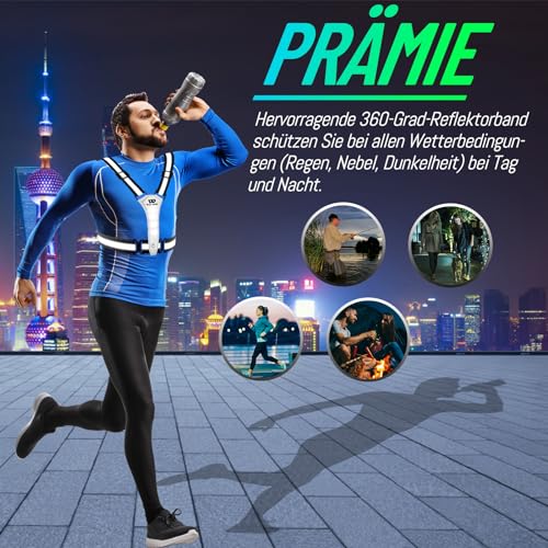 ICOCOPRO LED Warnweste Fahrrad Reflektorweste丨Laufweste Leuchtweste für Damen Herren Kinder丨USB Aufladbar Reflektierende Weste丨Lauflicht Joggen Reflektoren丨Sicherheitsweste