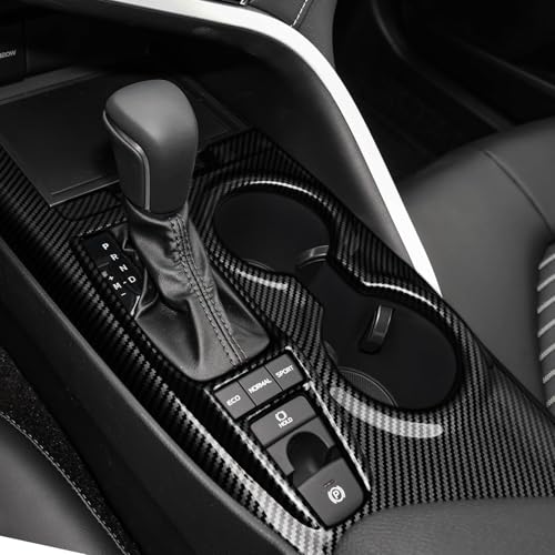 Image of Car Trim Gear Shift Cover Cup Holder Decal Carbon Fiber ABS Sticker Compatible with Toyota Camry XV70 XLE XSE 2018-2024 Accessories (Without Seat Heater Button)