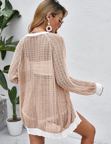 Image of Women Crochet Lightweight Cardigan Cover Up Open Front Long Sleeve Summer Cardigans